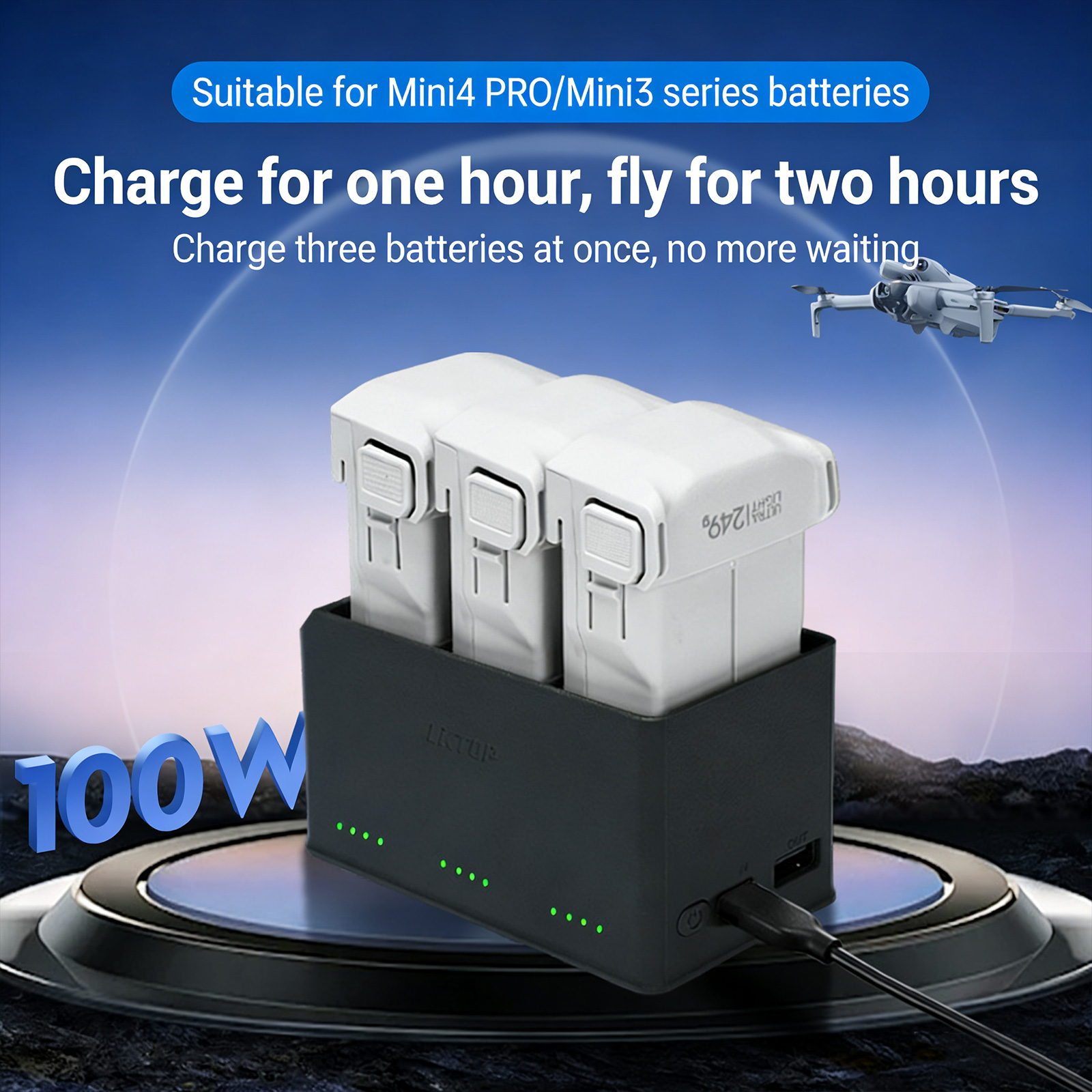 Drone Battery - Batterieladegerät-Manager für Mini 3/3 Pro/Mini 4